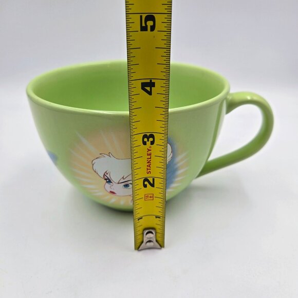 Walt Disney Presents Peter Pan Soup Mug Cereal Bowl Green Large Tinkerbell Read - Picture 2 of 11